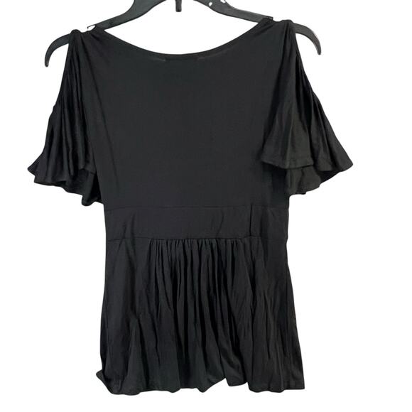 Soprano Y2K Babydoll Top Womens M Black Cold Shoulder Empire Flowy Whimsygoth - Picture 5 of 13